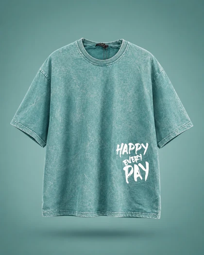 تیشرت HAPPY سبز پارچه دورس سنگشور
