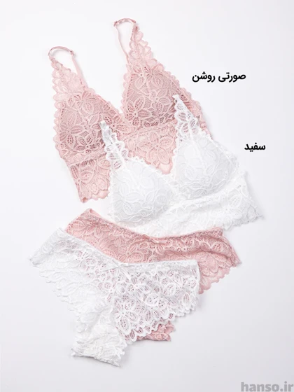 ست نیم‌تنه و شورت دانتل کاپ‌دار