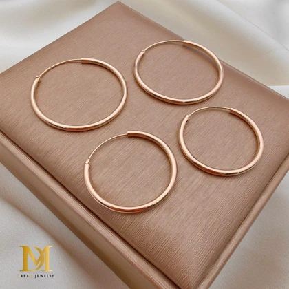 گوشواره حلقه‌ای ساده دریم طلایی براق