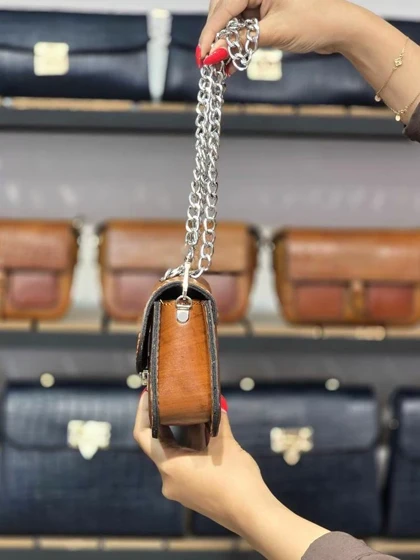 کیف چرم قهوه ای ابروبادی ساده چرم اصل گاوی