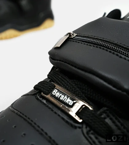 کفش کتانی بگ دار مردانه و زنانه مشکی کرم BERSHKA