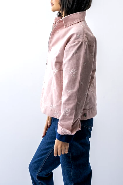 کت کتان ژاکارد زیپ‌دار زنانه