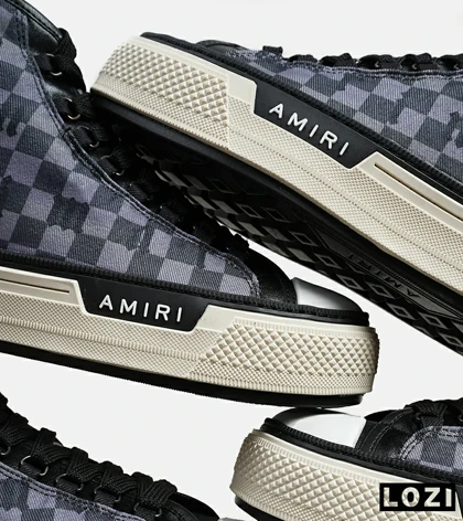کفش اسنیکرزساق‌دار مشکی خاکستری Amiri Checkered مدل 5982