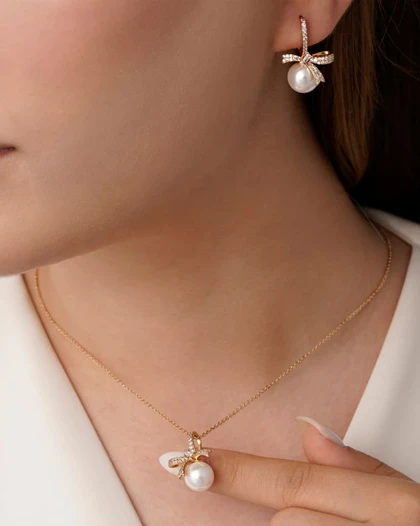 نیم ست مروارید و پاپیون ژوپینگ