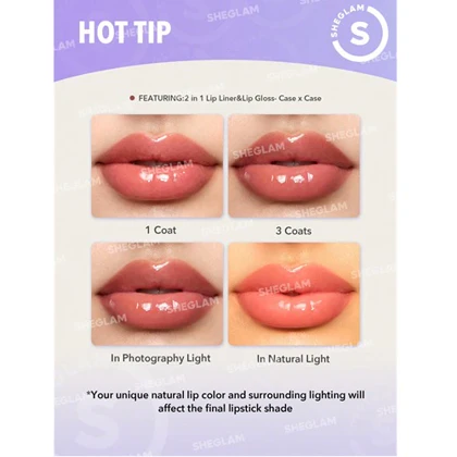 لیپ گلاس و مداد لب دو طرفه شیگلم مدل Lip Rules رنگ By The Book