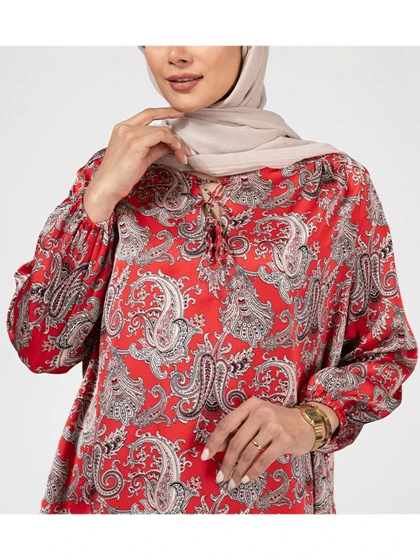 بلوز زنانه ساتن سیلک طرح دار کلاسیک شاینا