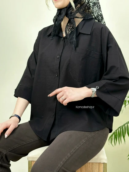 شومیز باکسی لینن زنانه نیکا