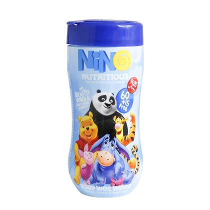 دستمال مرطوب کودک نینو مدل کارتونی کمرباریک مناسب پوست حساس 301 گرم