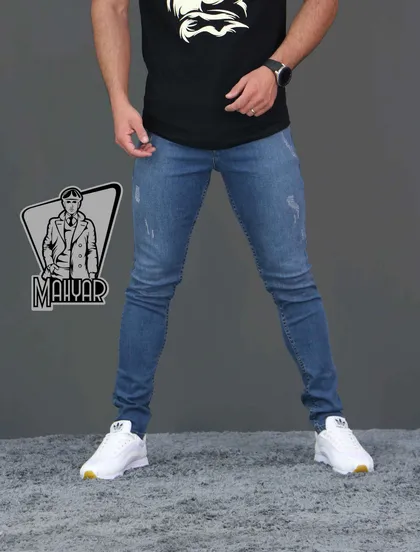 شلوار جین آبی زاپ‌دار