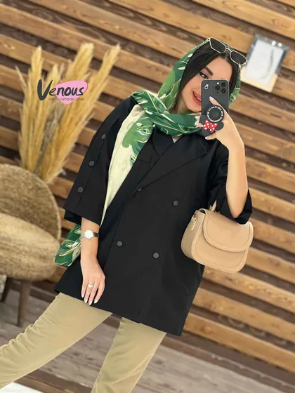 مانتو لینن کتی آستین دکمه