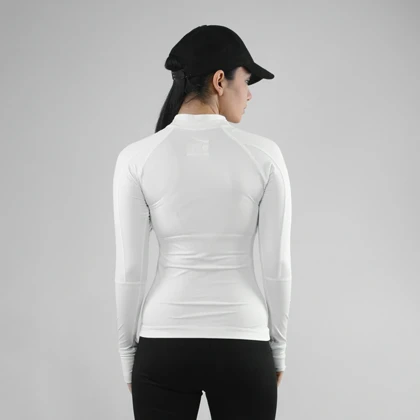 استرج آستین بلند نیم زیپ ورزشی زنانه نایک مدل SRN-4L1213 سفید