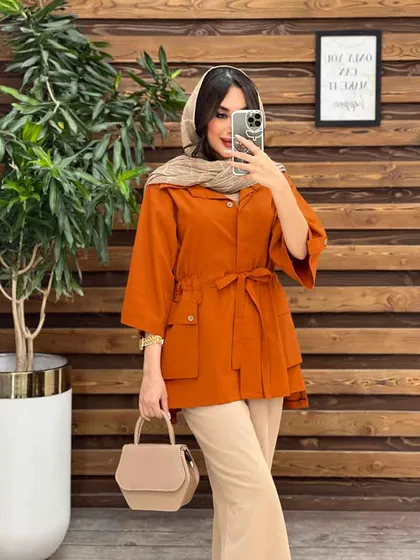 مانتو دکمه مخفی بغل جیب