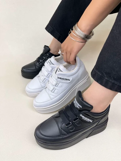 کتانی زنانه لژ مخفی همتا 8 سانت فشیون بند کشی FASHION کد : 250