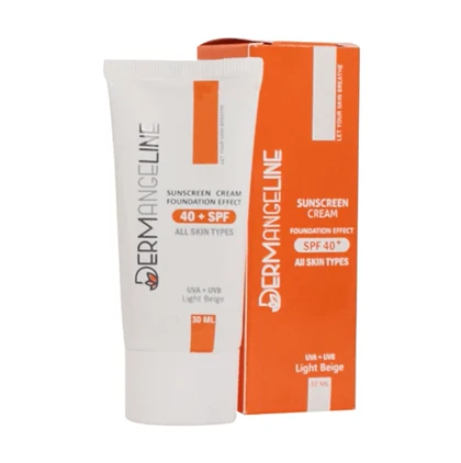 ضد آفتاب کرم پودری SPF40 انواع پوست (بژ روشن) درمنجلین 30 میل