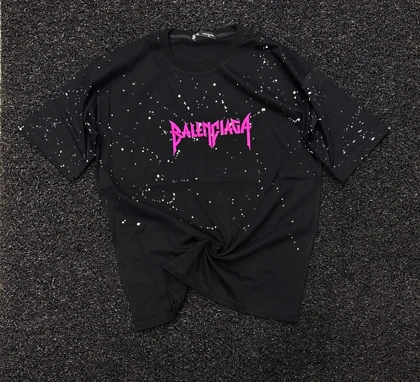 تیشرت مردانه مشکی Balenciaga اسپلش پینک بشت چاپ با کیفیت LUXURY