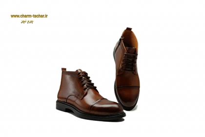 نیم بوت مردانه بندی بغل زیپ‌دار چرم طبیعی si174