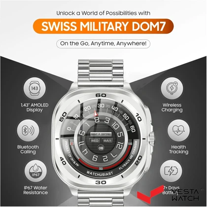 ساعت مچی هوشمند سوئیس میلیتاری SWISS MILITARY مدل SM-WCH-DOM7-SILF-SILSTL
