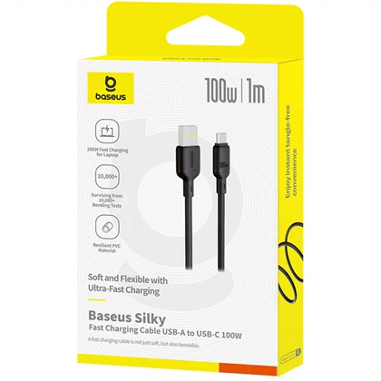 کابل سوپر فست شارژ USB به Type-c دو متری 100 وات بیسوس P10377703113-00 / P10377703213-00 / CB000113