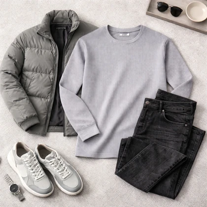 بلوز مردانه آستین بلند طوسی مدل Atra