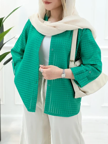شومیز حصیری چهارخانه صوفیا - سبز