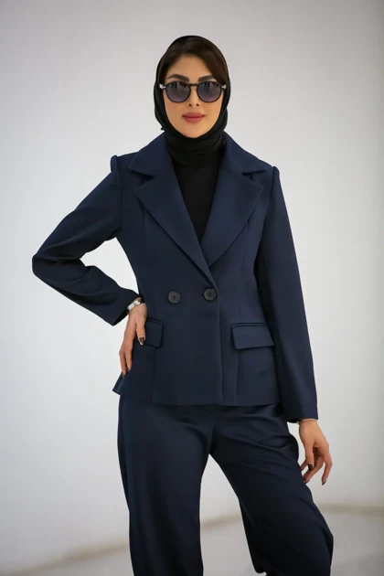 کت زنانه بلدینگ یقه E دو دکمه