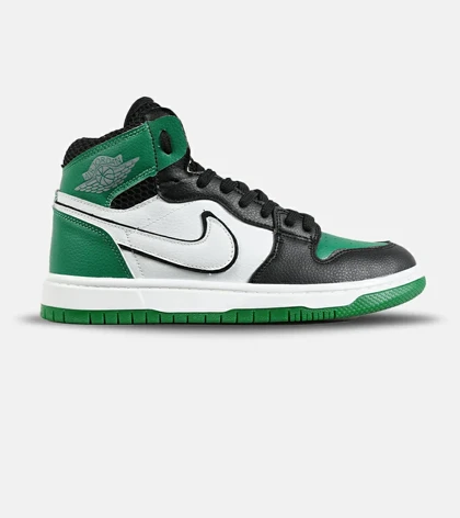 کفش کتانی ساق‌دار مردانه و زنانه مشکی سفید سبز NIKE jordan 1 مدل 7980