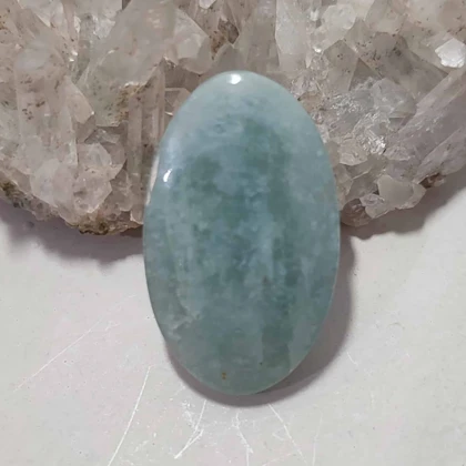 گردنبند سنگ طبیعی آکوامارین با آویز نقره (بدون زنجیر)