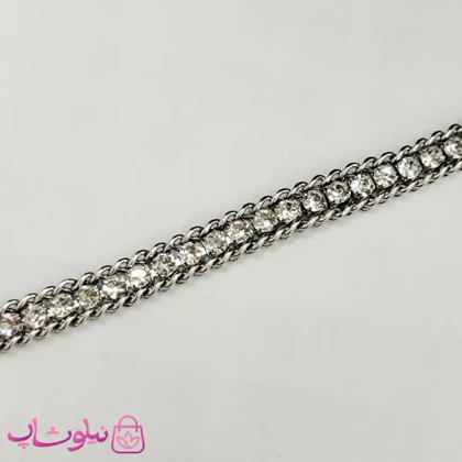 دستبند زنانه ترکیب کارتیه و تنیسی نگین سفید کد 580