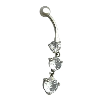 پیرسینگ ناف استیل آویز نگین