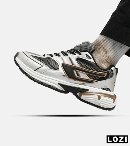 کفش کتانی مردانه نقره ای خاکستری مشکی DIESEL S-SERENDIPITY SPORT مدل 5815