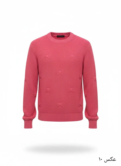 پلیور بافت صورتی جذاب یقه گرد زاپ مینیمال فری سایز لش