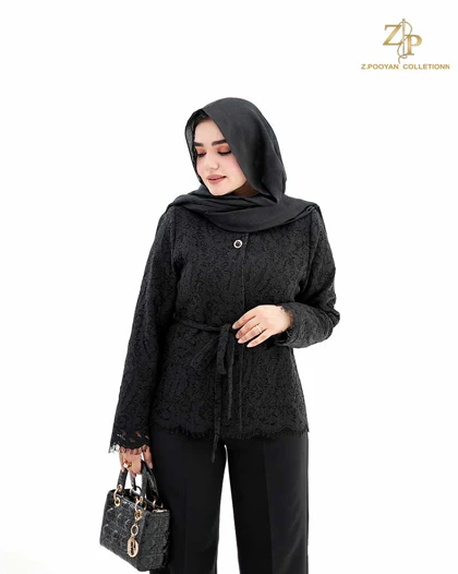 کت زنانه مجلسی کمردار گیپور نایرا