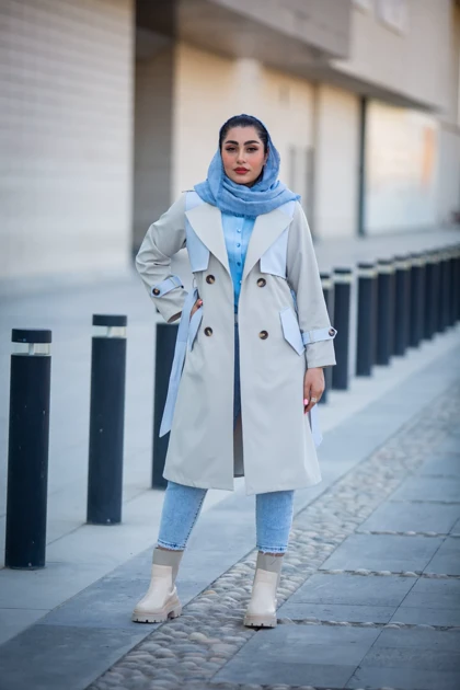 بارانی ژیله دار ترکیبی با جین