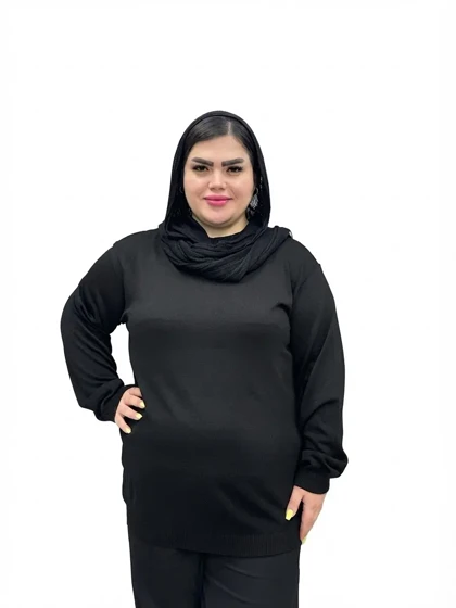 بلوز بافت گپ سایز بزرگ زنانه یقه گرد