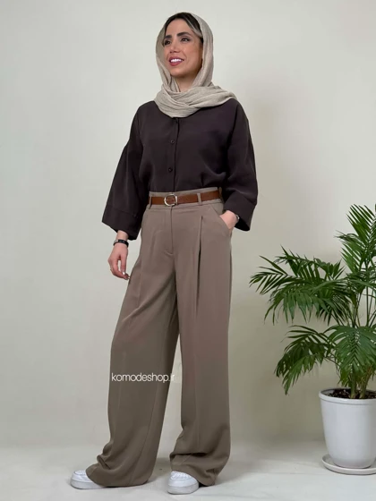 شلوار بگ کرپ زنانه دو دکمه