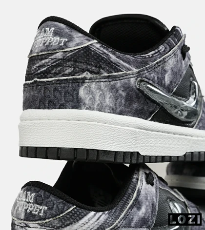 کفش کتانی مردانه و زنانه مشکی زغالی NIKE dunk low steam puppet