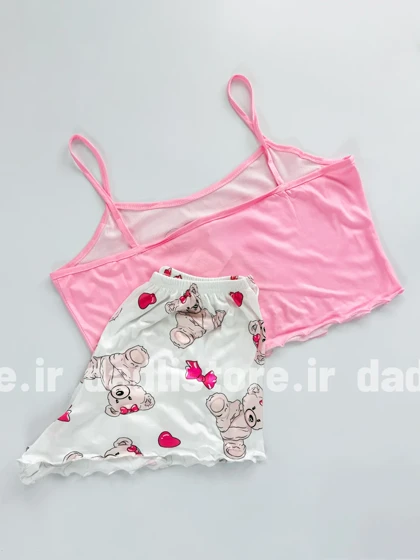 لباس خواب تاپ و شورتک طرح خرس و پاپیون