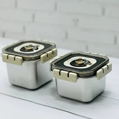 ظرف نگهدارنده فریزری غذا استیل مربع قفل دار