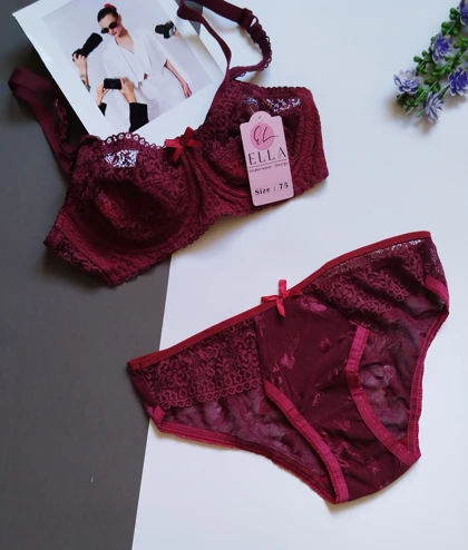 ست شورت و سوتین زنانه گیپور گوشواره ای Ella