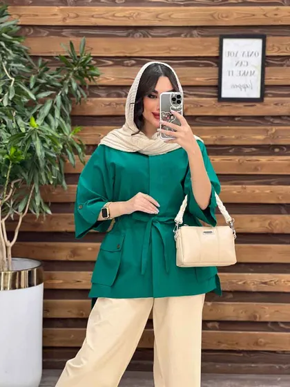 مانتو دکمه مخفی بغل جیب