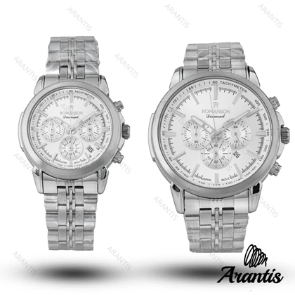 ساعت ست رومانسون diamond تمام سیلور چند موتوره s-10215