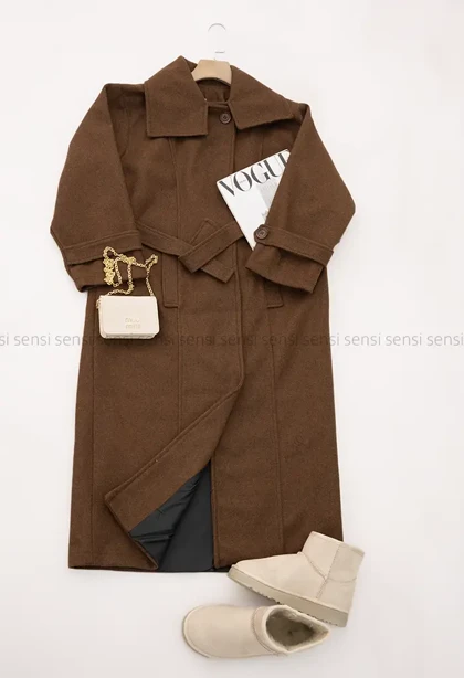 پالتو فوتر 2دکمه یقه ایستاده آستر دار@ کد1004814