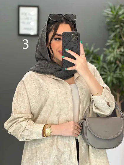 مانتو پیراهنی طرح دار لینن