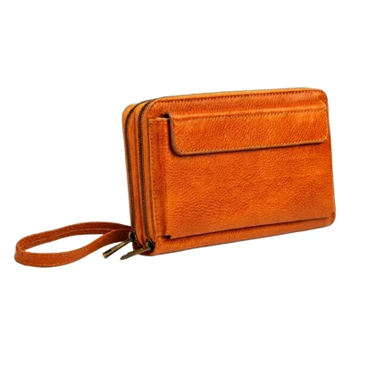 کیف دستی چرم طبیعی مدل (عسلی - فلوتر )