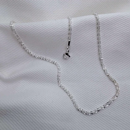 زنجیر استیل نقره‌ای مدل «خاویاری» (بافت پرانعطاف) | درخشان و اقتصادی