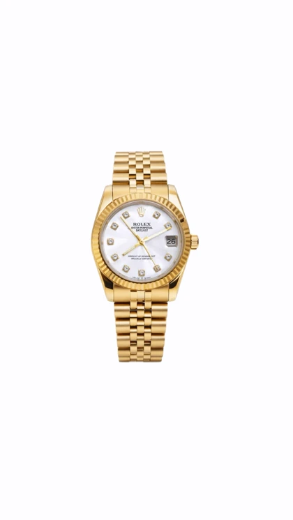 ساعت رولکس دیت جاست مردانه تمام طلایی صفحه سفید ایندکس نگین Rolex Datejust Gold