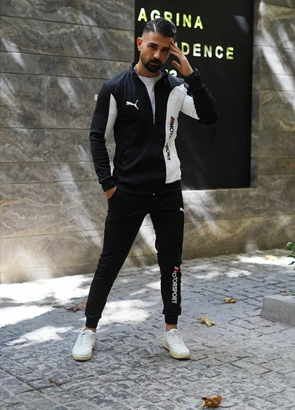 ست سویشرت شلوار مردانه مشکی مدل MotorSport ویژه