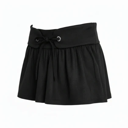 شلوارک مشکی بند دار MANGO