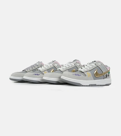 کفش کتانی مردانه و زنانه طوسی طلایی نایک NIKE Dunk Low Remastered