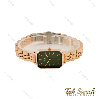 ساعت دنیل ولینگتون زنانه مستطیلی رزگلد صفحه سبز DW-5624-L